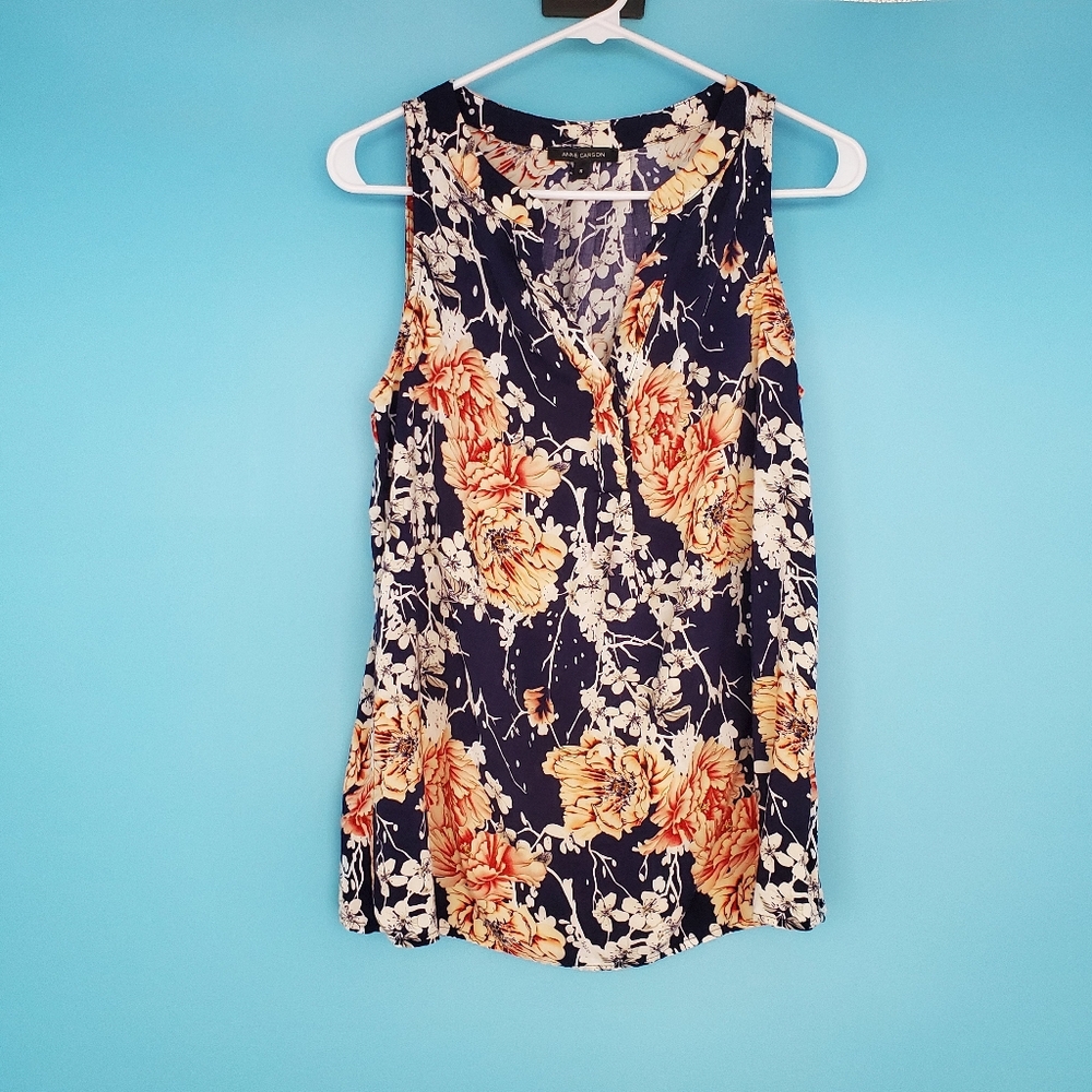 Anne Carson Blouse Size Small Floral Sleeveless